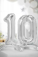 Stojący balon foliowy Cyfra ''0'', 70cm, srebrny