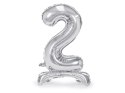 Stojący balon foliowy Cyfra ''2'', 70cm, srebrny Stojący balon foliowy Cyfra ''2'', 70cm, srebrny