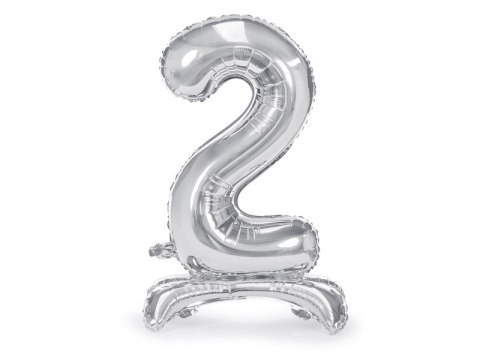 Stojący balon foliowy Cyfra ''2'', 70cm, srebrny Stojący balon foliowy Cyfra ''2'', 70cm, srebrny