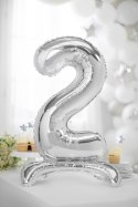Stojący balon foliowy Cyfra ''2'', 70cm, srebrny Stojący balon foliowy Cyfra ''2'', 70cm, srebrny