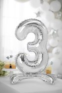 Stojący balon foliowy Cyfra ''3'', 70cm, srebrny Stojący balon foliowy Cyfra ''3'', 70cm, srebrny