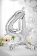 Stojący balon foliowy Cyfra ''4'', 70cm, srebrny Stojący balon foliowy Cyfra ''4'', 70cm, srebrny