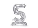 Stojący balon foliowy Cyfra ''5'', 70cm, srebrny Stojący balon foliowy Cyfra ''5'', 70cm, srebrny