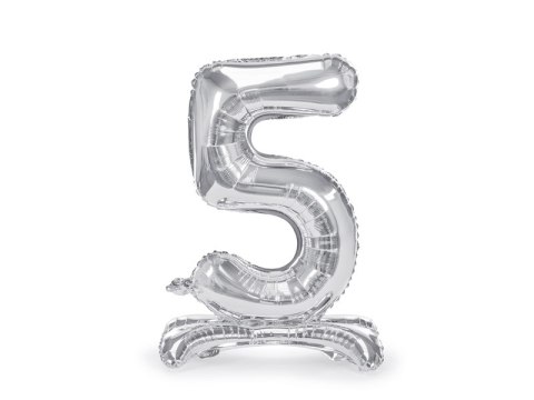 Stojący balon foliowy Cyfra ''5'', 70cm, srebrny Stojący balon foliowy Cyfra ''5'', 70cm, srebrny