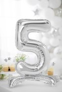 Stojący balon foliowy Cyfra ''5'', 70cm, srebrny Stojący balon foliowy Cyfra ''5'', 70cm, srebrny