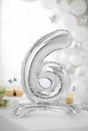 Stojący balon foliowy Cyfra ''6'', 70cm, srebrny Stojący balon foliowy Cyfra ''6'', 70cm, srebrny