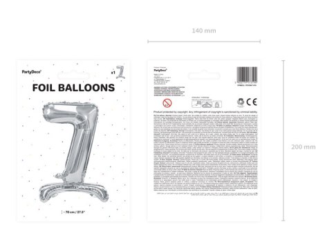Stojący balon foliowy Cyfra ''7'', 70cm, srebrny Stojący balon foliowy Cyfra ''7'', 70cm, srebrny