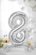 Stojący balon foliowy Cyfra ''8'', 70cm, srebrny Stojący balon foliowy Cyfra ''8'', 70cm, srebrny