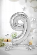 Stojący balon foliowy Cyfra ''9'', 70cm, srebrny Stojący balon foliowy Cyfra ''9'', 70cm, srebrny