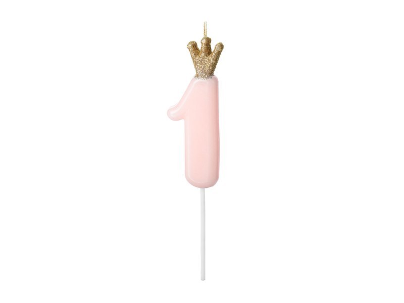 Świeczka urodzinowa Cyferka 1, jasny różowy, 9.5cm Świeczka urodzinowa Cyferka 1, jasny różowy, 9.5cm