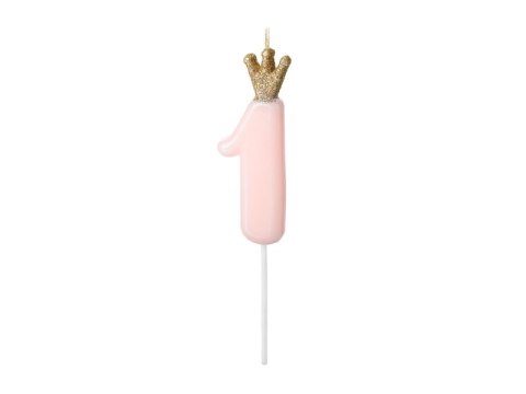 Świeczka urodzinowa Cyferka 1, jasny różowy, 9.5cm Świeczka urodzinowa Cyferka 1, jasny różowy, 9.5cm