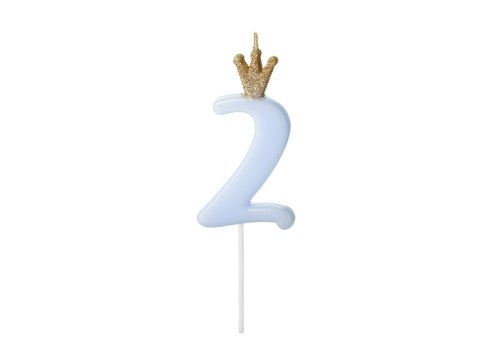 Świeczka urodzinowa Cyferka 2, jasny niebieski, 9.5cm Świeczka urodzinowa Cyferka 2, jasny niebieski, 9.5cm
