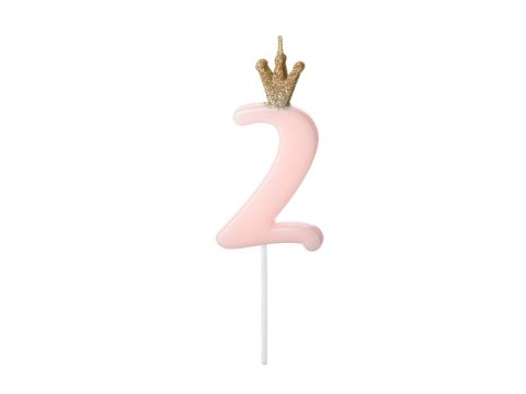 Świeczka urodzinowa Cyferka 2, jasny różowy, 9.5cm Świeczka urodzinowa Cyferka 2, jasny różowy, 9.5cm