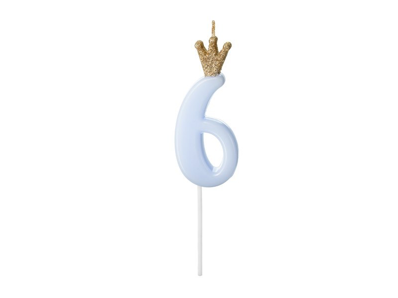 Świeczka urodzinowa Cyferka 6, jasny niebieski, 9.5cm Świeczka urodzinowa Cyferka 6, jasny niebieski, 9.5cm