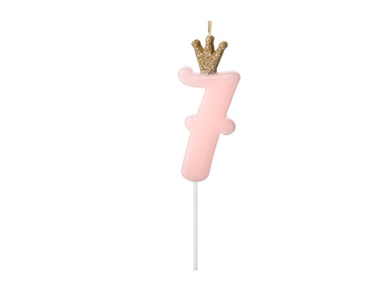 Świeczka urodzinowa Cyferka 7, jasny różowy, 9.5cm Świeczka urodzinowa Cyferka 7, jasny różowy, 9.5cm