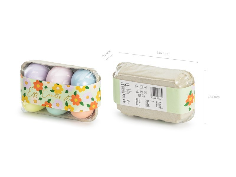 Świeczki jajka 6 szt., mix, 7 cm (1 op. / 6 szt.) Świeczki jajka 6 szt., mix, 7 cm (1 op. / 6 szt.)