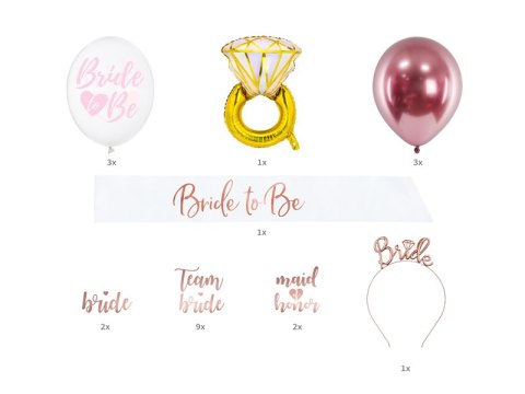 Zestaw akcesoriów weselnych Bride To Be, mix (1 op. / 23 szt.) Zestaw akcesoriów weselnych Bride To Be, mix (1 op. / 23 szt.)