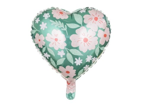 Balon foliowy Serce w kwiaty, 45 cm, mix Balon foliowy Serce w kwiaty, 45 cm, mix