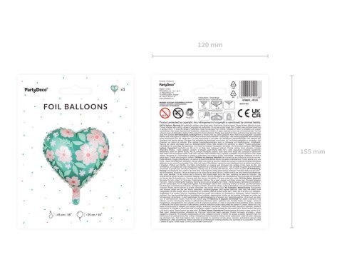 Balon foliowy Serce w kwiaty, 45 cm, mix Balon foliowy Serce w kwiaty, 45 cm, mix