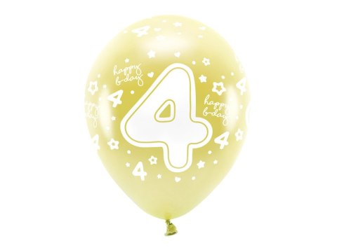 Balony Eco 33 cm, Cyfra '' 4 '', jasny złoty (1 op. / 6 szt.) Balony Eco 33 cm, Cyfra '' 4 '', jasny złoty (1 op. / 6 szt.)