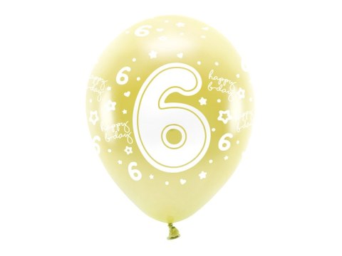 Balony Eco 33 cm, Cyfra '' 6 '', jasny złoty (1 op. / 6 szt.) Balony Eco 33 cm, Cyfra '' 6 '', jasny złoty (1 op. / 6 szt.)