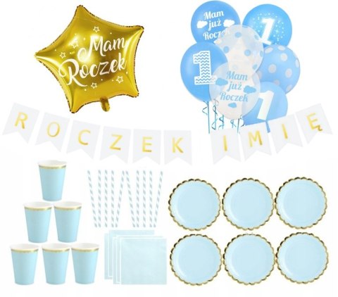 Balony baner zestaw kubeczki talerzyki na ROCZEK Balony baner zestaw kubeczki talerzyki na ROCZEK