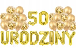 Balony na każde 1-99 urodziny złote z konfetti x30
