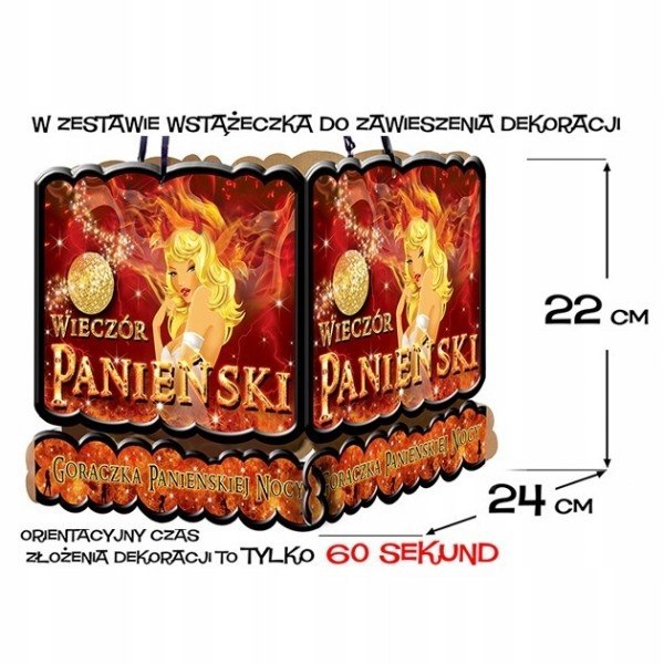 Dekoracja na wieczór panieński lampion girlanda 3D Dekoracja na wieczór panieński lampion girlanda 3D
