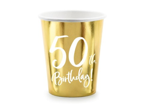 Kubeczki 50th Birthday, złoty, 220ml (1 op. / 6 szt.) Kubeczki 50th Birthday, złoty, 220ml (1 op. / 6 szt.)