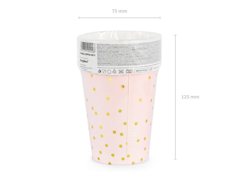 Kubeczki Kropki, jasny róż, 260ml (1 op. / 6 szt.) Kubeczki Kropki, jasny róż, 260ml (1 op. / 6 szt.)
