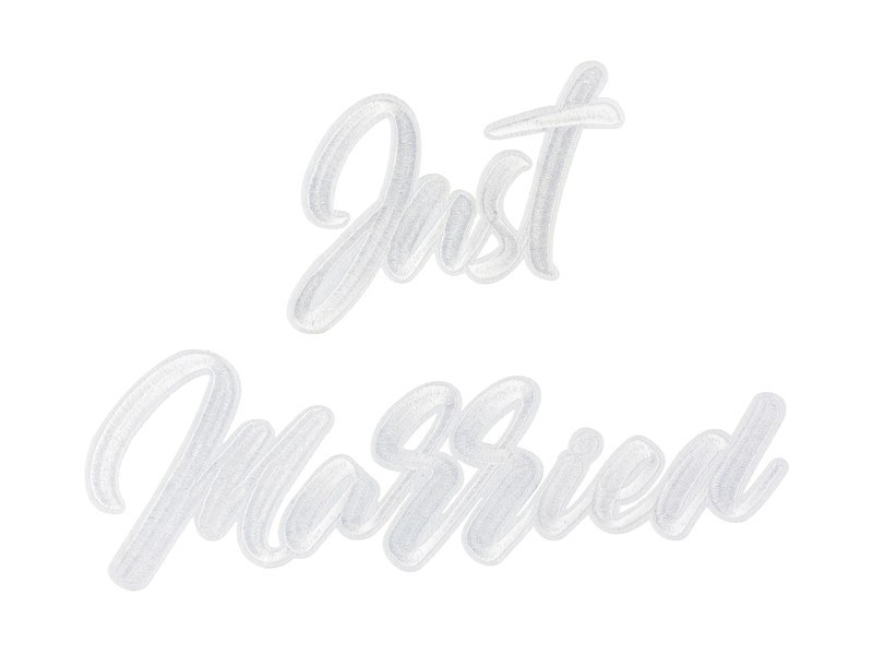 Naprasowanka Just Married, biały, 30x18cm Naprasowanka Just Married, biały, 30x18cm