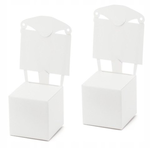 Pudełeczka dla gości krzesełka białe wizytówki x10