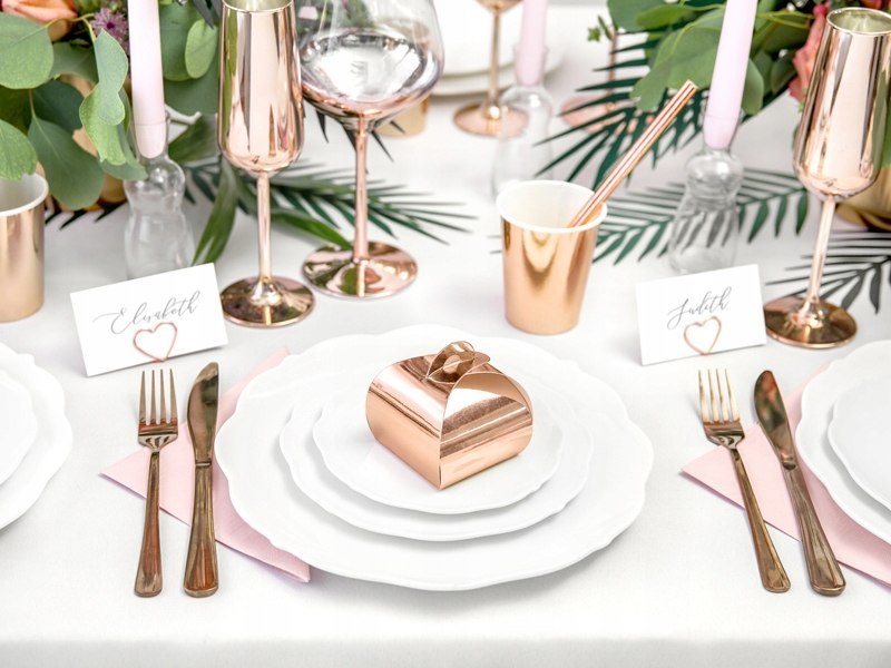 Pudełeczka różowe złoto dekoracja stołu ślub 10szt