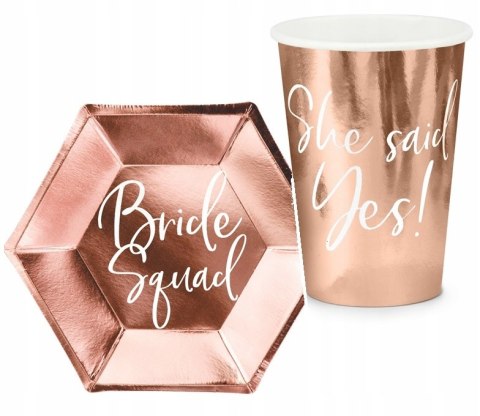 Talerzyki kubeczki rosegold wieczór panieński 6os. Talerzyki kubeczki rosegold wieczór panieński 6os.