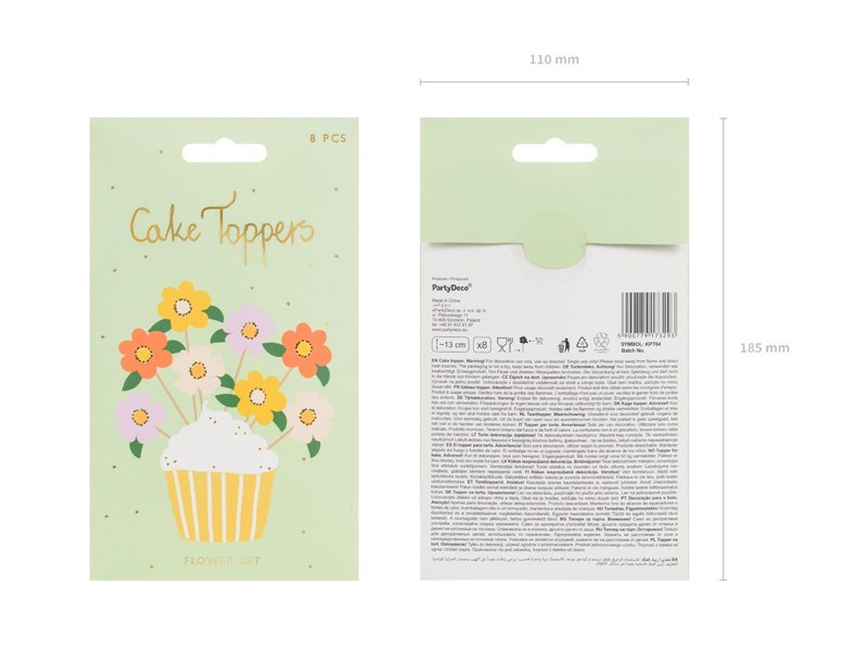 Toppery na tort Kwiaty, mix, 13 cm (1 op. / 8 szt.) Toppery na tort Kwiaty, mix, 13 cm (1 op. / 8 szt.)