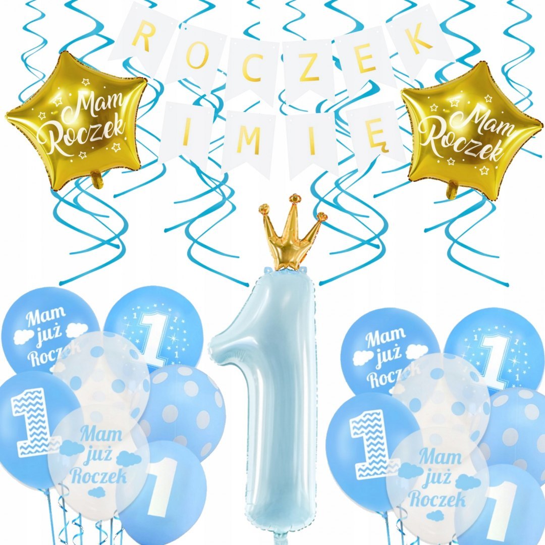 Zestaw balony ozdoby na roczek cyfra 1 urodziny XL Zestaw balony ozdoby na roczek cyfra 1 urodziny XL