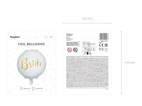 Balon foliowy Bride 45cm, biały Balon foliowy Bride 45cm, biały
