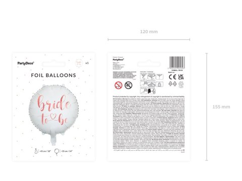 Balon foliowy Bride to be 45cm, biały Balon foliowy Bride to be 45cm, biały