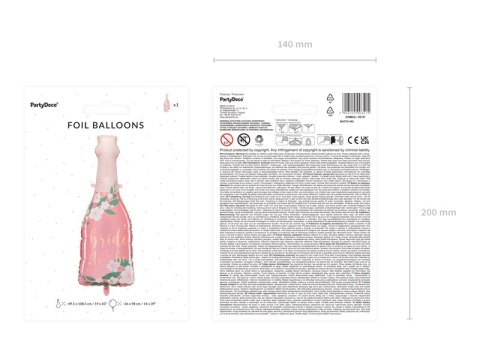 Balon foliowy Butelka Bride to be, 49.5x108.5 cm, mix Balon foliowy Butelka Bride to be, 49.5x108.5 cm, mix