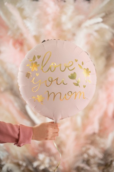 Balon foliowy "Love you mom", 45 cm, różowy Balon foliowy "Love you mom", 45 cm, różowy