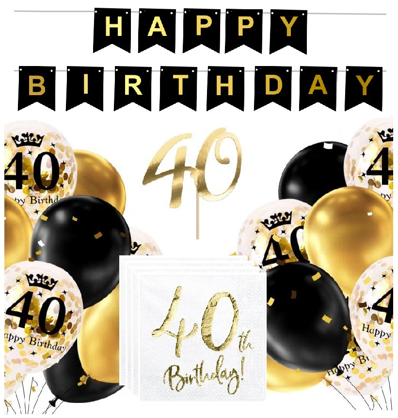 Balony toper serwetki ozdoby na 40 urodziny ZESTAW Balony toper serwetki ozdoby na 40 urodziny ZESTAW
