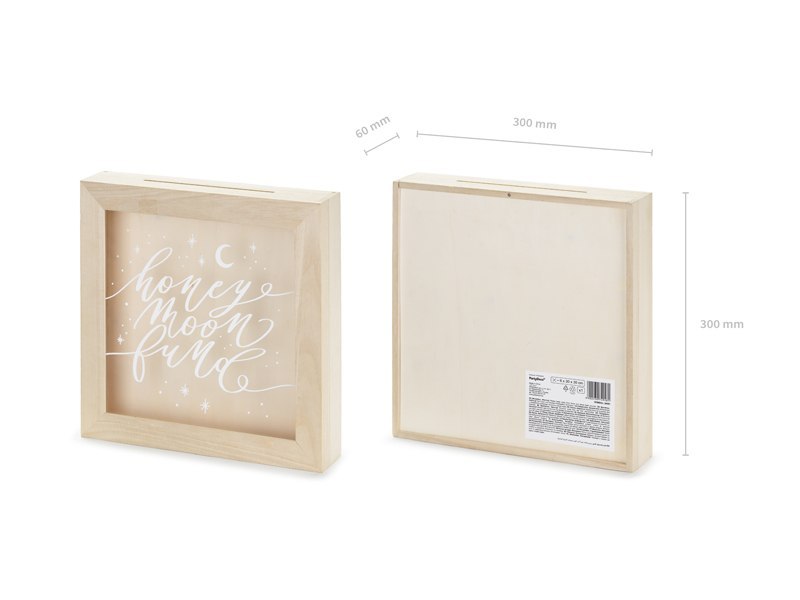 Drewniana skarbonka - Honeymoon fund, mix, 6x30x30 Drewniana skarbonka - Honeymoon fund, mix, 6x30x30