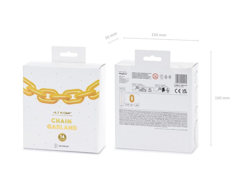 Girlanda balonowa Łańcuch, złoty, 6,7 m (1 op. / 14 szt.) Girlanda balonowa Łańcuch, złoty, 6,7 m (1 op. / 14 szt.)