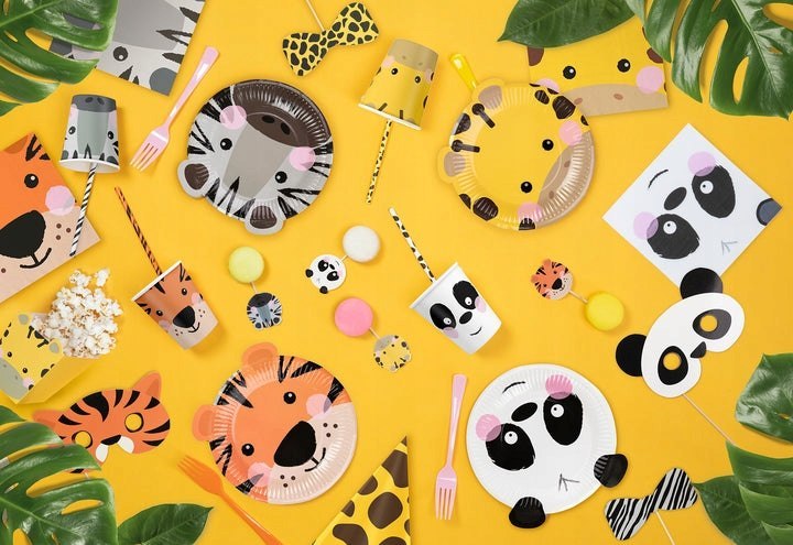 Pudełka na popcorn słodycze zwierzątka safari x4 Pudełka na popcorn słodycze zwierzątka safari x4