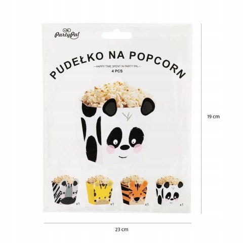 Pudełka na popcorn słodycze zwierzątka safari x4 Pudełka na popcorn słodycze zwierzątka safari x4