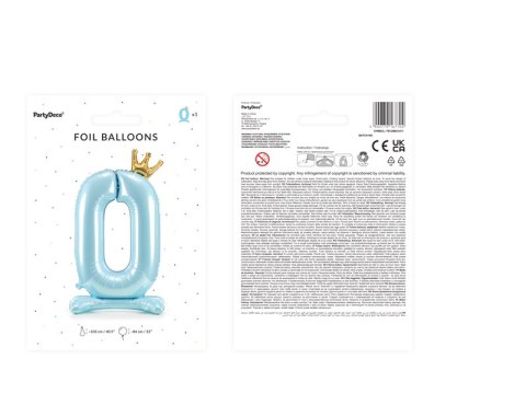 Stojący balon foliowy cyfra "0" , 84 cm, błękit Stojący balon foliowy cyfra "0" , 84 cm, błękit
