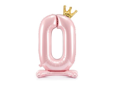 Stojący balon foliowy cyfra "0", 84 cm, jasny różowy Stojący balon foliowy cyfra "0", 84 cm, jasny różowy