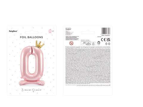 Stojący balon foliowy cyfra "0", 84 cm, jasny różowy Stojący balon foliowy cyfra "0", 84 cm, jasny różowy