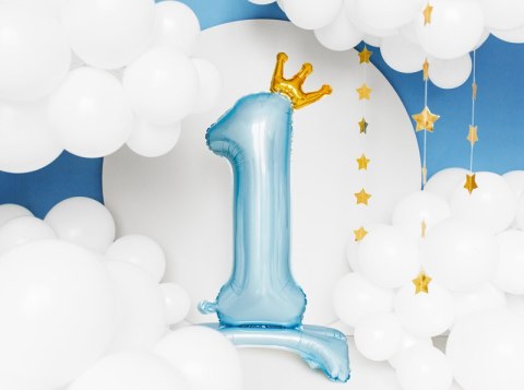 Stojący balon foliowy cyfra " 1 " , 84 cm, błękit Stojący balon foliowy cyfra " 1 " , 84 cm, błękit