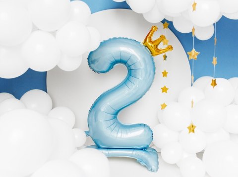 Stojący balon foliowy cyfra "2" , 84 cm, błękit Stojący balon foliowy cyfra "2" , 84 cm, błękit